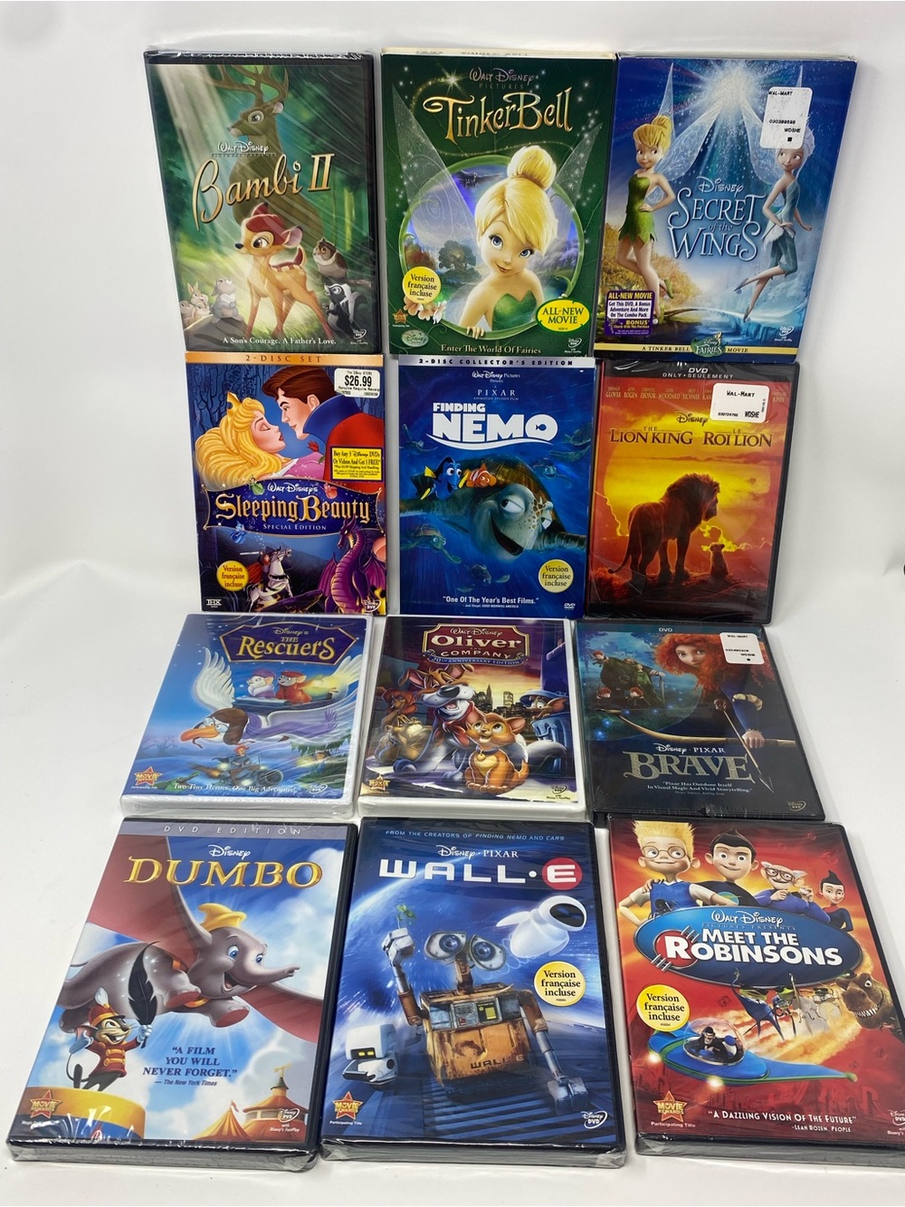 Disney DVD Lot of 12 NEW Dumbo Brave Sleeping Beauty Rescuers Lion King Bambi II